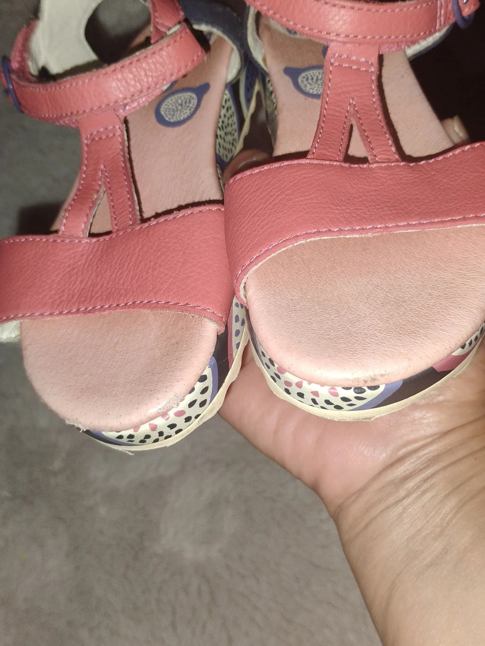 Camper Kids Coral Pink T-Strap Sandals